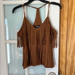 Blue Blush Tan Fringe Camisole